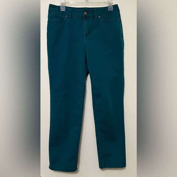 Lands’ End Women’s Fit 2 Straight Leg Pants - Teal Green - Size 8 - Picture 1 of 6